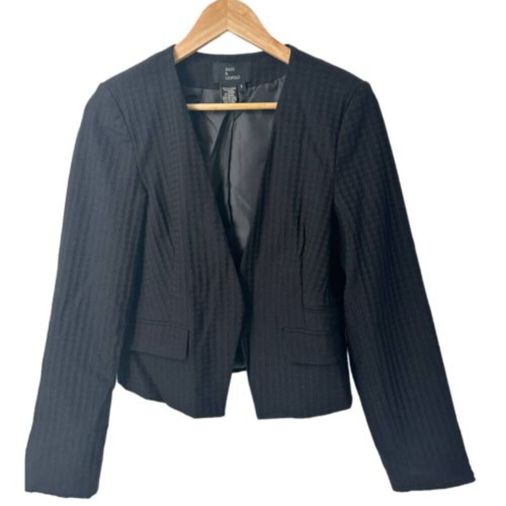 Jules & Leopold Black Open Faux Pocket Career Blazer Size 8
